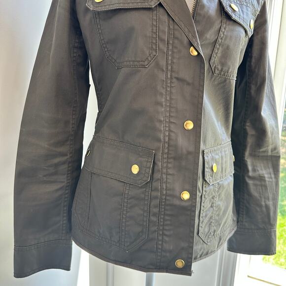 J.Crew Downtown Field Utility Jacket XS Cotton Olive Green Fall Coat Button Up - Picture 3 of 7